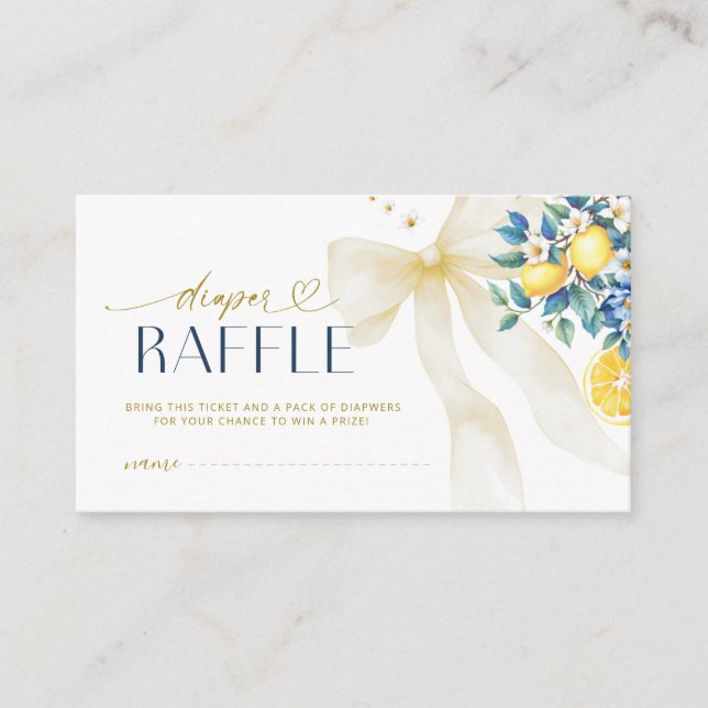 Carte D'accompagnement Italian Lemon Citrus Blue Tile Diaper Raffle  (Devant)