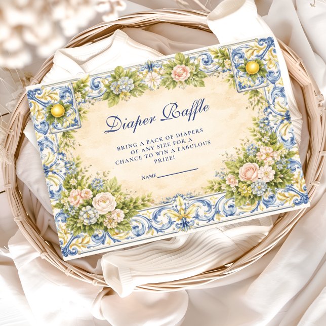 Carte D'accompagnement Italian Lemon Floral Frame Diapper Raffle (Créateur téléchargé)