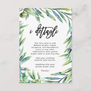 Carte D'accompagnement Italie Florence mariage informations détaillées