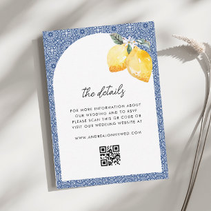 Carte D'accompagnement Italien Lemon Floral Tile QR Code Détails du Maria
