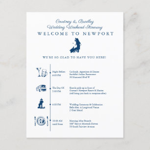 Carte D'accompagnement Itinéraire de fin de semaine de mariage à Newport