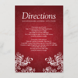 Carte D'accompagnement Itinéraire de mariage Tourbillons Vintage 2 Rouge