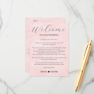 Carte D'accompagnement Itinéraire de week-end mariage rose vif