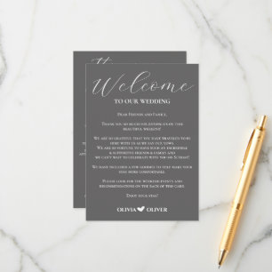 Carte D'accompagnement Itinéraire de week-end mariage simple gris