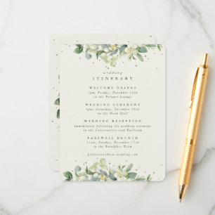Carte D'accompagnement Itinéraire Mariage à bordure crème Snowberry+Eucal