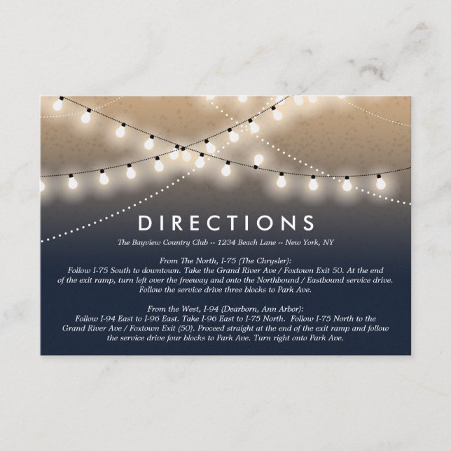 Carte D'accompagnement Itinéraire nocturne d'été | Mariage (Devant)