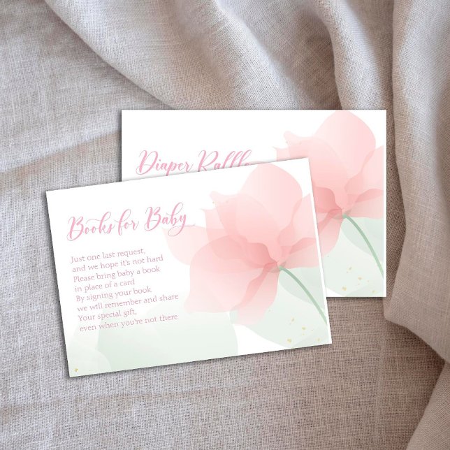 Carte D'accompagnement It's a Girl Soft Blush Pink Flowers Books for Baby (Créateur téléchargé)