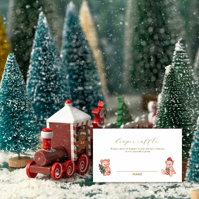 Carte D'accompagnement It's Cold Outside Bear Diaper Raffle Baby Shower  (It's Cold Outside Bear Diaper Raffle Baby Shower Enclosure Card)