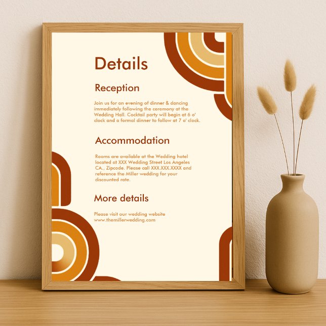 Carte D'accompagnement ivoire Bold Retro Mariage des années 1970 (Créateur téléchargé)