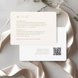 Carte D'accompagnement ivoire et blanc Code QR détaillé du Mariage de s