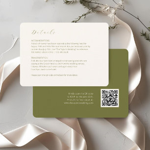 Carte D'accompagnement ivoire et olive Code QR détaillé du Mariage de s