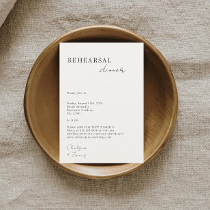 Carte D'accompagnement Ivoire Répétition de Mariage minimaliste chic