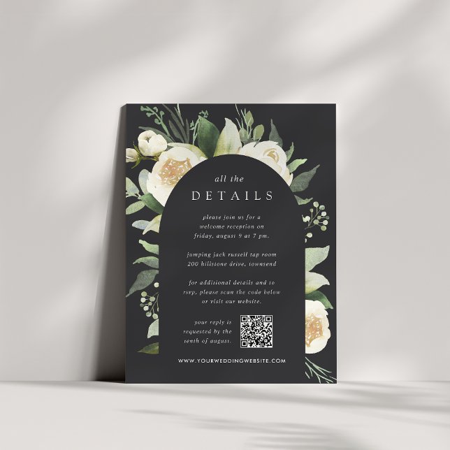 Carte D'accompagnement Ivory Bloom | Détails sur le Mariage floral aquare (Créateur téléchargé)