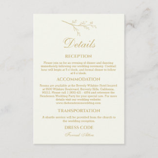 Carte D'accompagnement Ivory Botanical Minimalist Wedding Details 