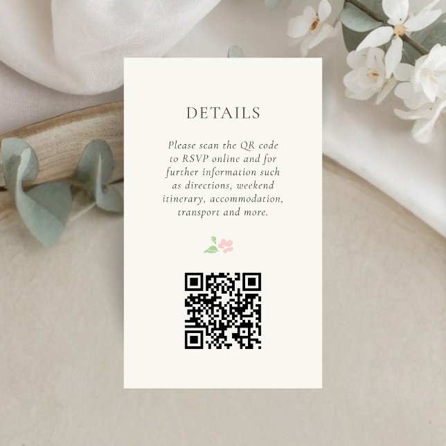 Carte D'accompagnement Ivory | Chic Mini QR Détails de Mariage  (Créateur téléchargé)