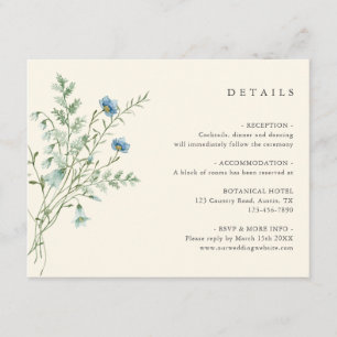 Carte D'accompagnement Ivory Elegant Fleur sauvage Détails du Mariage