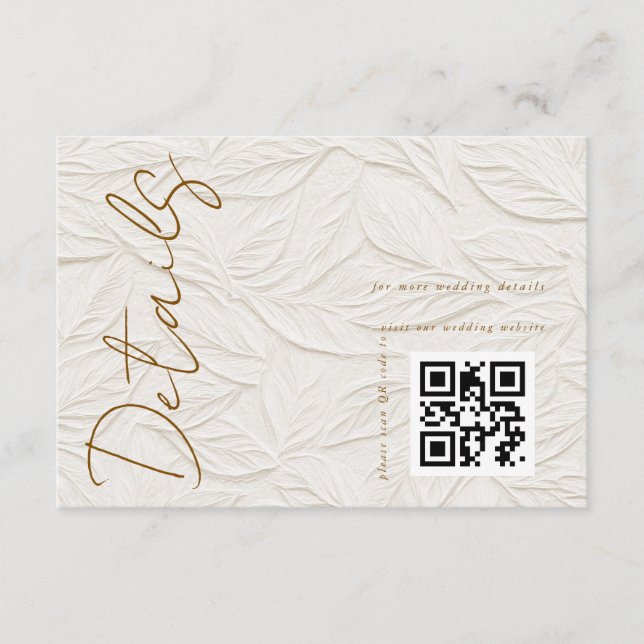 Carte D'accompagnement Ivory QR code Wedding Details (Devant)