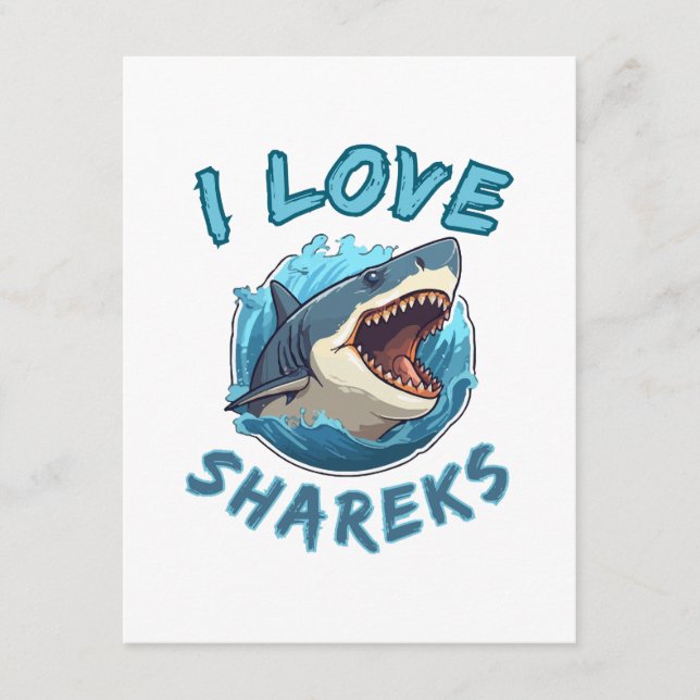 Carte D'accompagnement J'aime les requins Fisher (Devant)