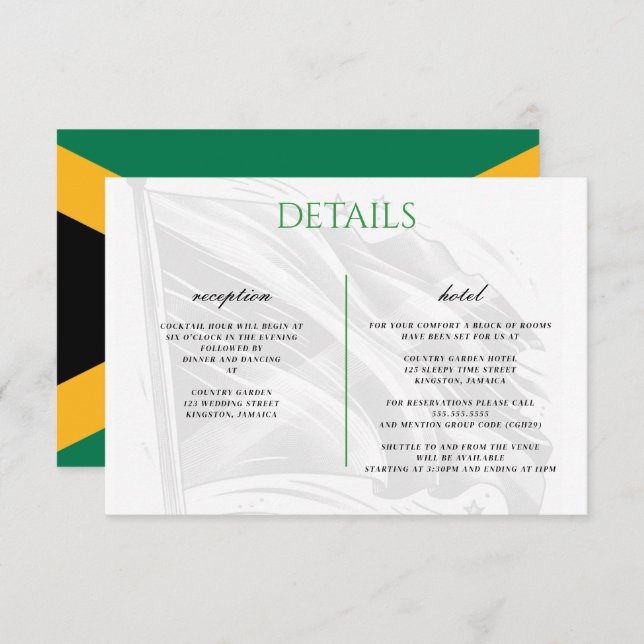 Carte D'accompagnement Jamaïque Couple (Devant / Derrière)