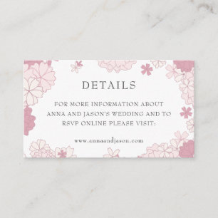 Carte D'accompagnement Japonais Mariage rose Floral asiatique