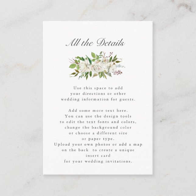 Carte D'accompagnement Jardin antique | Détails du MARIAGE floral Instruc (Devant)