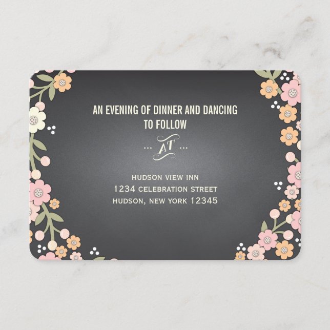 Carte D'accompagnement Jardin Charme Floral Wreath Réception de mariage (Devant)