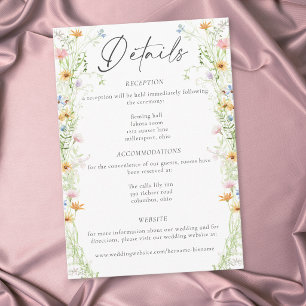 Carte D'accompagnement Jardin de fleurs sauvages Mariage floral rustique