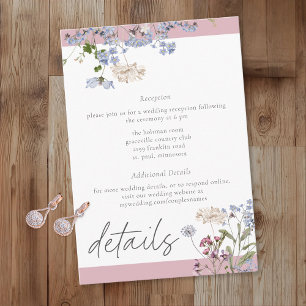 Carte D'accompagnement Jardin Élégant de Fleurs Sauvages Roses Détails de