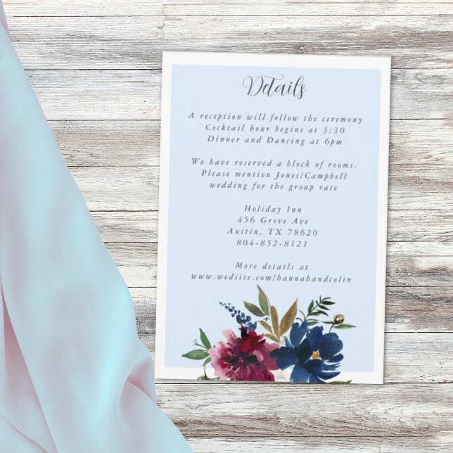 Carte D'accompagnement Jardin enchanté bleu clair Bourgogne Marine (Créateur téléchargé)