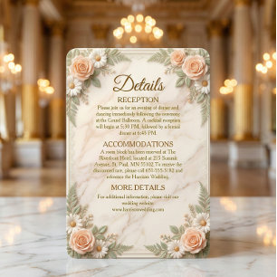 Carte D'accompagnement Jardin Floral en Pierre Crème avec Écriture en Or 