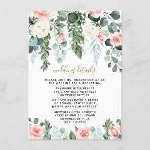 Carte D'accompagnement Jardin Floral rose pâle Rose Mariage d'aquarelle