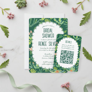Carte D'accompagnement Jardin Jungle Aquarelle Code QR Personnalisé ENTER