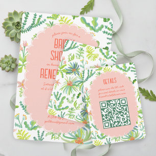 Carte D'accompagnement Jardin Jungle Aquarelle QR CODE PERSONNALISÉ ENTER