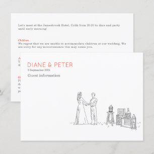 Carte D'accompagnement Jardin Pique-nique minimaliste Mariage noir et bla