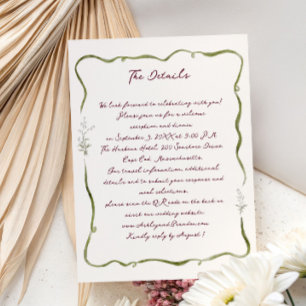 Carte D'accompagnement Jardin romantique toscan, mariage floral fantaisis