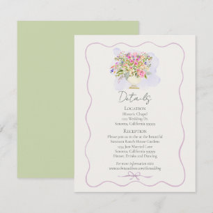 Carte D'accompagnement Jardin Romantique Vert Fleurs Mariage