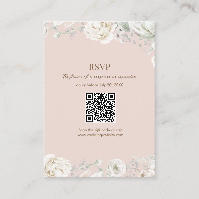 Carte D'accompagnement Jardin rose Floral QR Code Mariage RSVP (Devant)