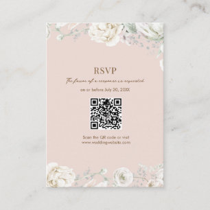 Carte D'accompagnement Jardin rose Floral QR Code Mariage RSVP