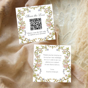 Carte D'accompagnement Jardin vintage   QR Code Mariage Partagez l'amour