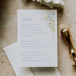 Carte D'accompagnement Jaune Beurre Bébé Bleu Floral Mariage Détails