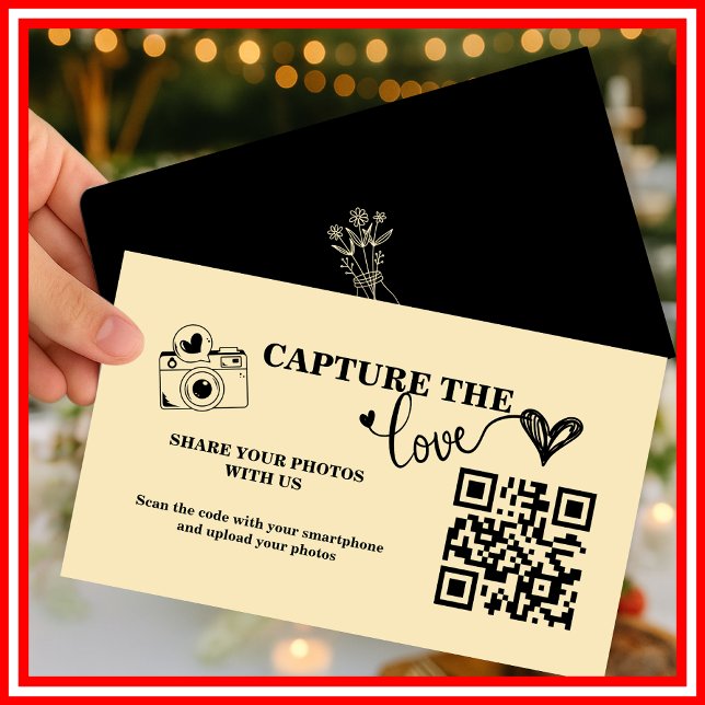 Carte D'accompagnement Jaune Beurre Capturer l'Amour QR Code Mariage (Créateur téléchargé)