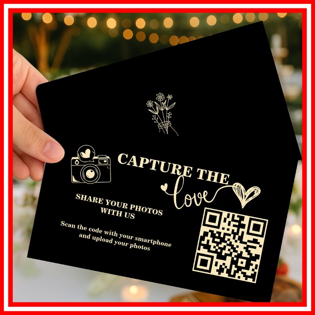 Carte D'accompagnement Jaune Beurre Capturer l'Amour QR Code Mariage (Créateur téléchargé)