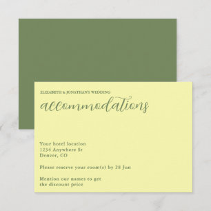 Carte D'accompagnement Jaune Beurre et Mariage Minimaliste Sage