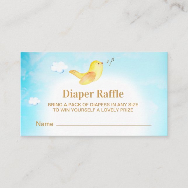 Carte D'accompagnement *~* Jaune Birdie Sky Baby shower Déchets Raffle (Devant)