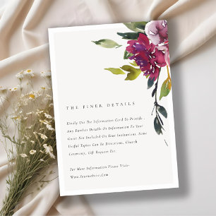 Carte D'accompagnement Jaune Blush Bourgogne Détails du Mariage Floral