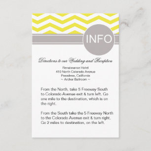 Carte D'accompagnement Jaune chic des directions   de mariage