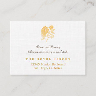 Carte D'accompagnement Jaune dahlia simple réception de mariage