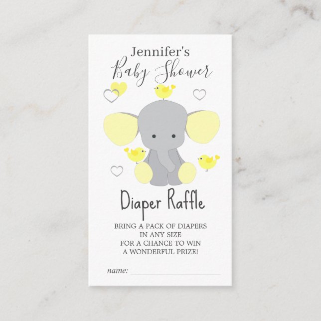 Carte D'accompagnement Jaune Elephant Garçon Fille Baby shower Déchets Ra (Devant)
