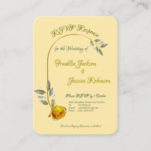 Carte D'accompagnement Jaune rose tendre avec mariage vert pâle et or