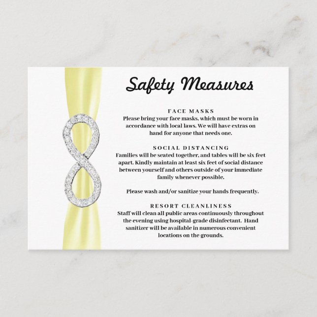 Carte D'accompagnement Jaune Ruban Diamant Sécurité Mesures Infinity (Devant)